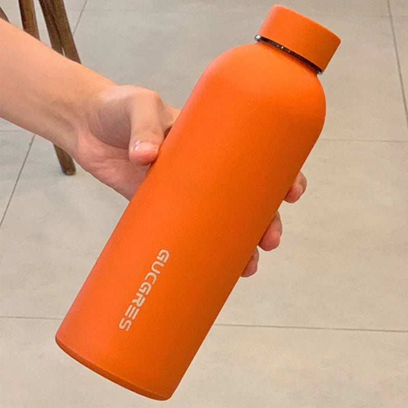 520ml Insulated Bottle Solid Color Stainless Steel Jug with Lid Large Capacity Ice Coffee Cup Portable for Driving Travel Home